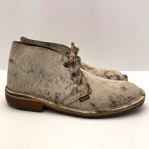 Vintage Bata Safari Boots Cowhair Leather Kenya Men's US 10.5 UK 10 Brown Fur